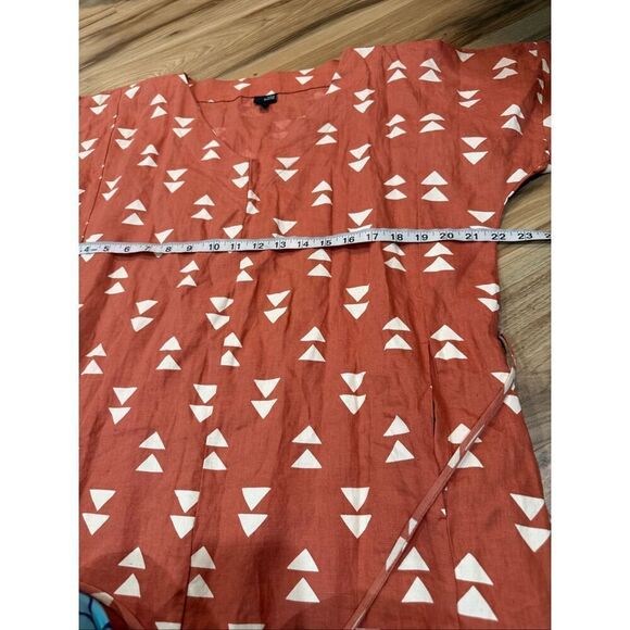 Lisa Bayne rust/orange linen dress lagenlook size Medium Petite - Picture 5 of 8
